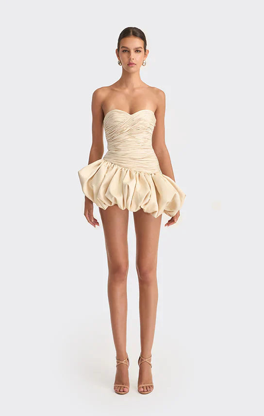 Alia | Robe de cocktail mini drapée bustier ballon pour femme