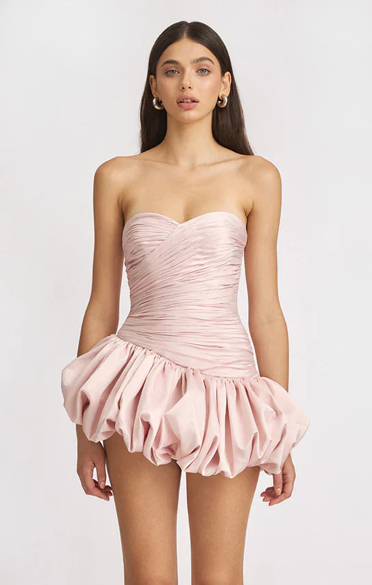 Alia | Robe de cocktail mini drapée bustier ballon pour femme