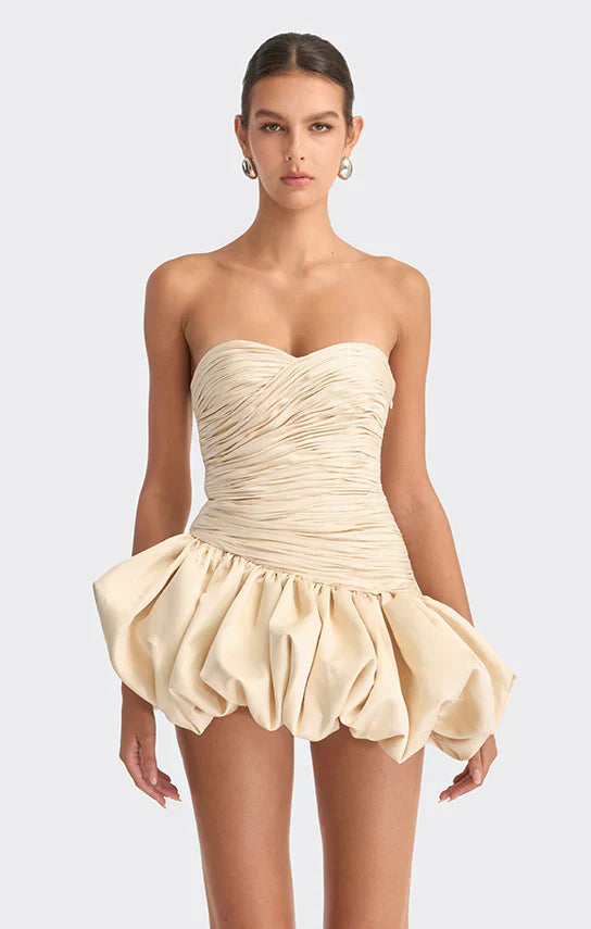 Alia | Robe de cocktail mini drapée bustier ballon pour femme
