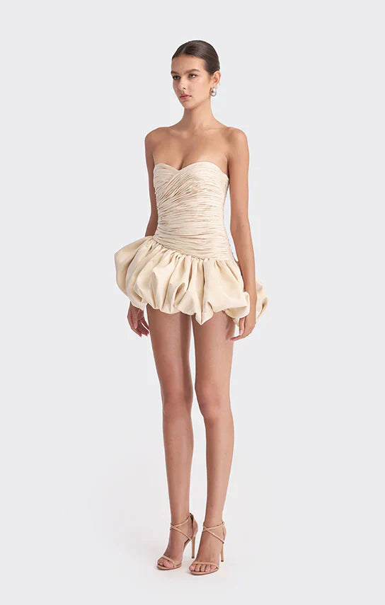 Alia | Robe de cocktail mini drapée bustier ballon pour femme