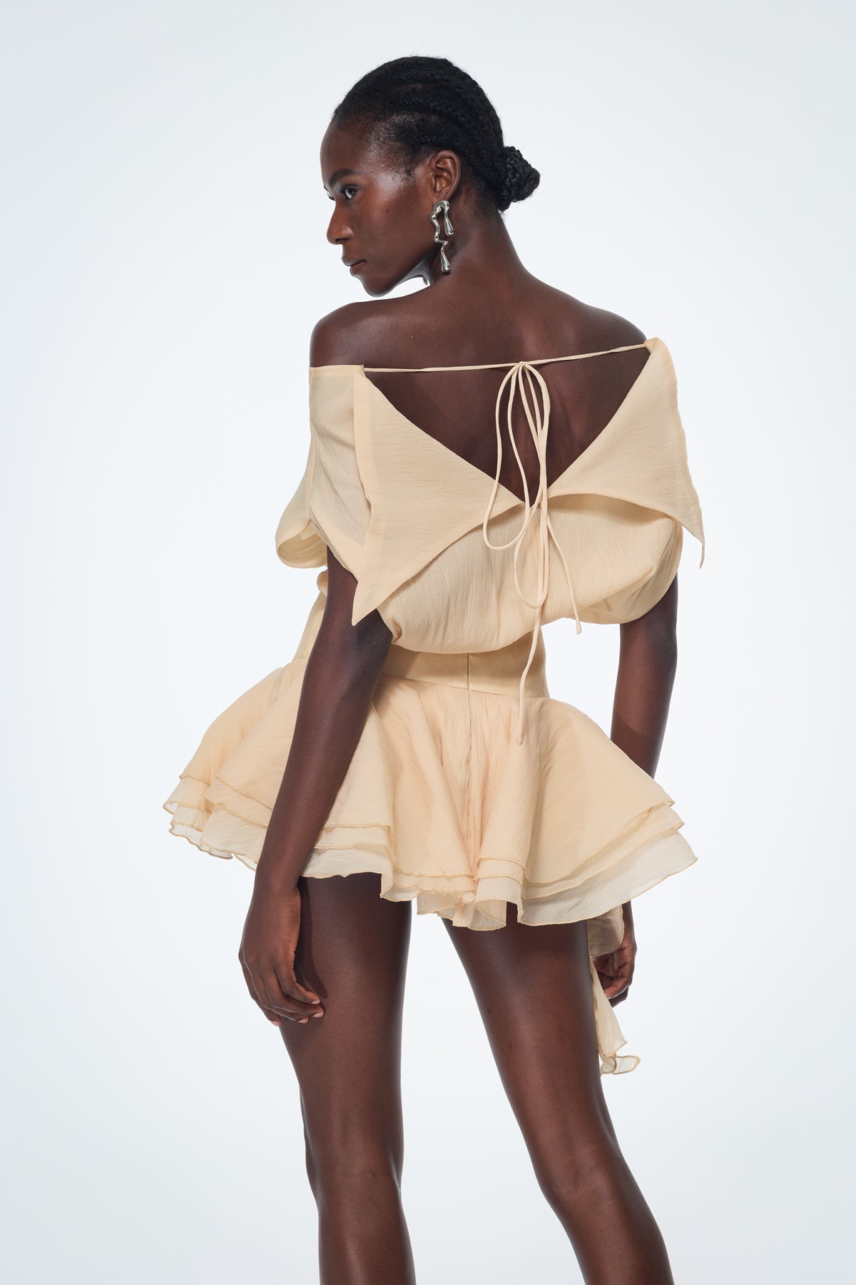 Brixton | Women's Off-Shoulder Ruffle Flower Mini Cocktail Dress