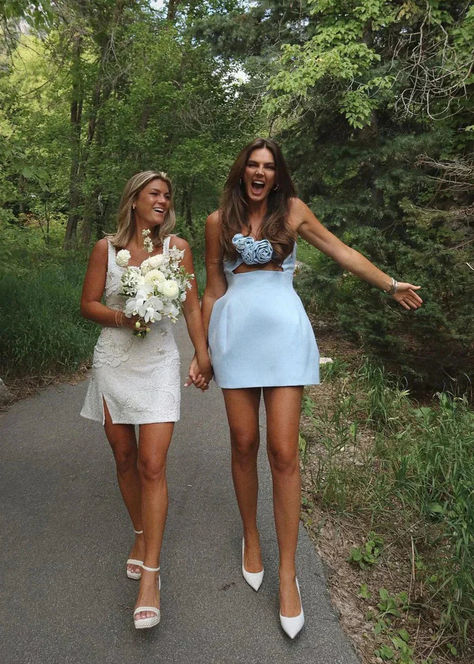 Elspeth | Robe cocktail bustier courte à fleurs pour femme