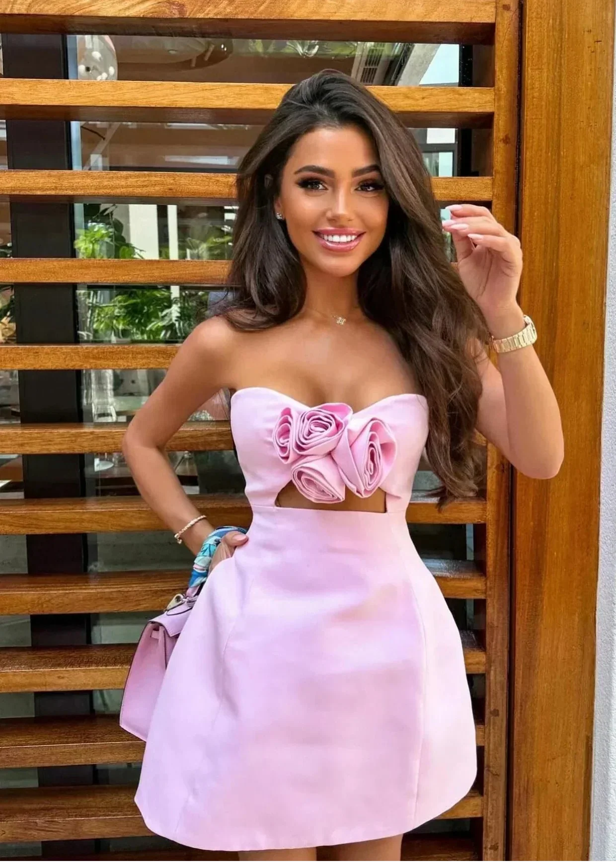 Elspeth | Robe cocktail bustier courte à fleurs pour femme