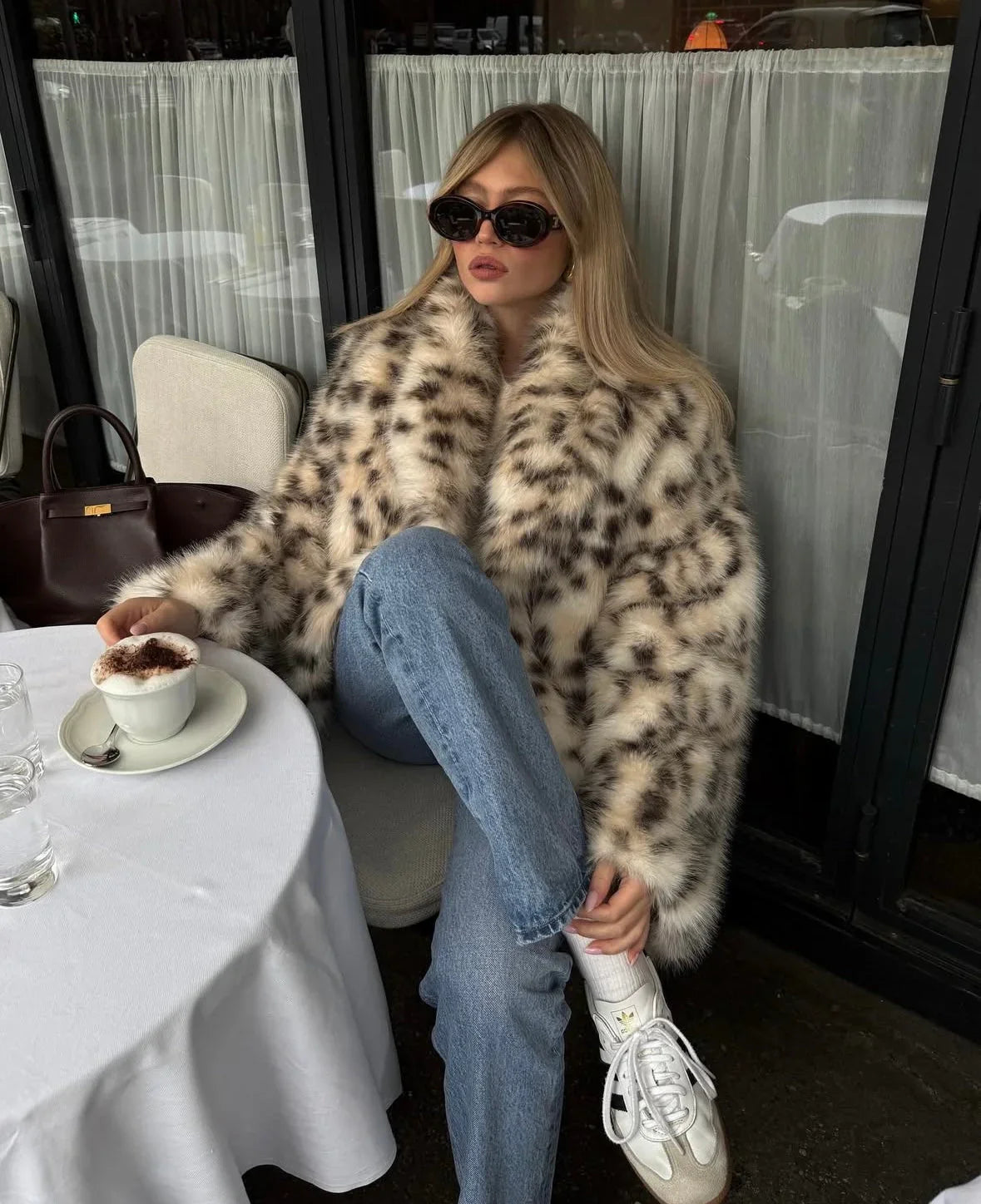Madison | Manteau léopard oversize en fausse fourrure pour femme