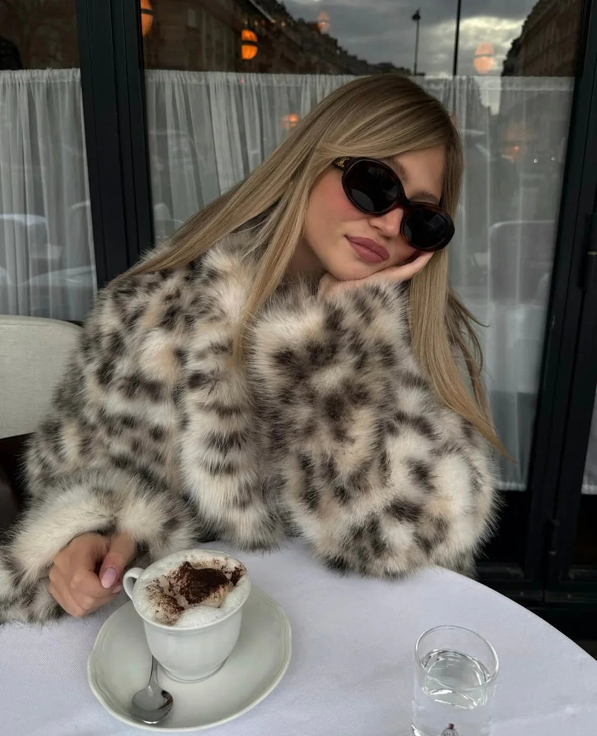 Madison | Manteau léopard oversize en fausse fourrure pour femme