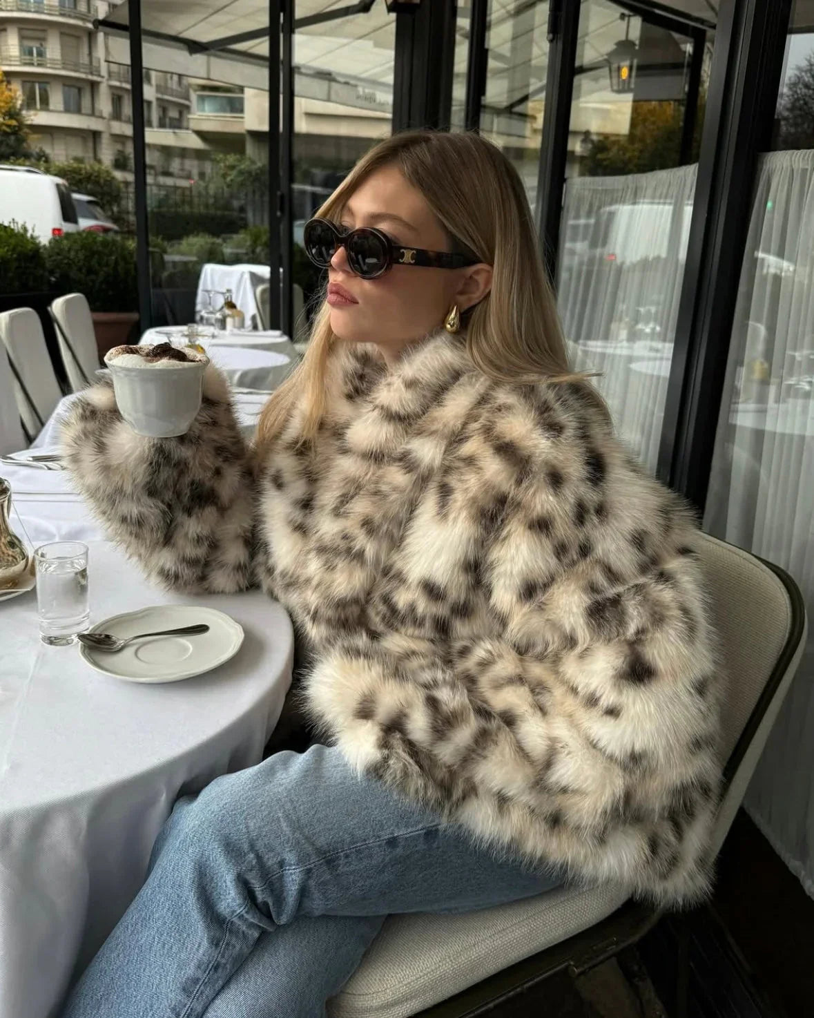 Madison | Manteau léopard oversize en fausse fourrure pour femme