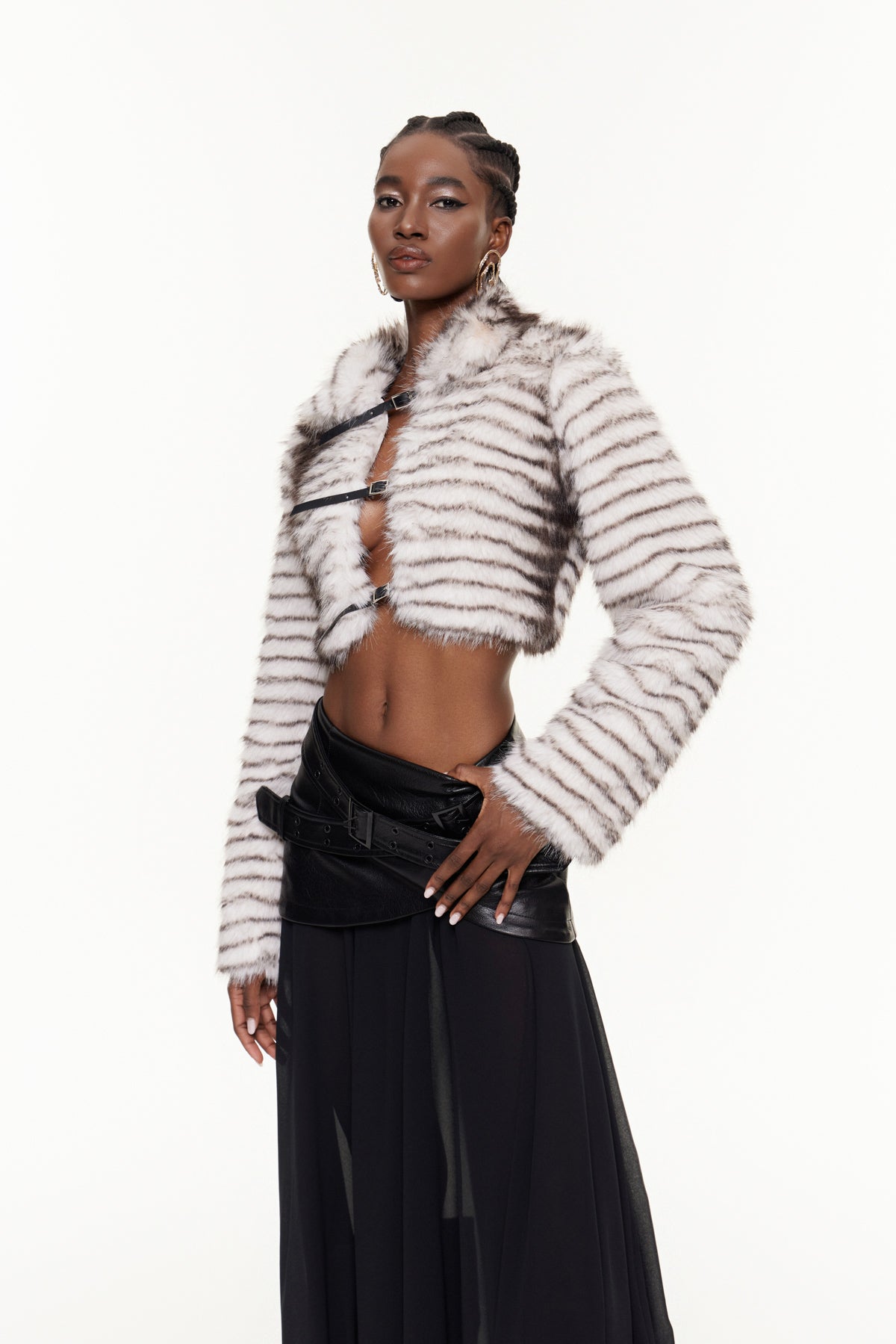Meadow | Veste en fausse fourrure à imprimé zèbre pour femme