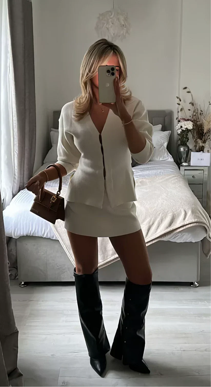 Melisa | Ensemble deux pièces côtelé à manches longues pour femme