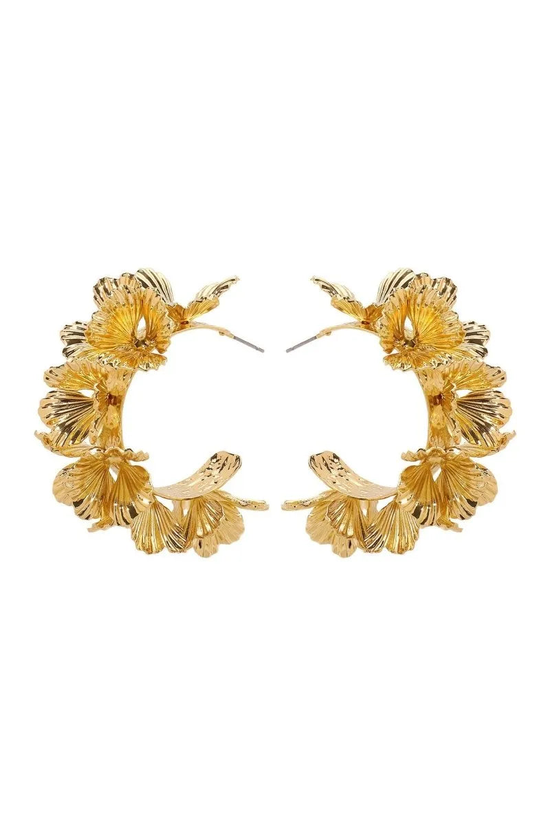Olivia | Boucles d'oreilles fleuries en forme de C pour femme