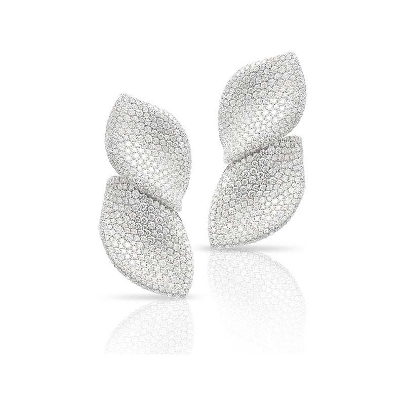 Ruby | Boucles d'oreilles femme feuille pavée de diamants