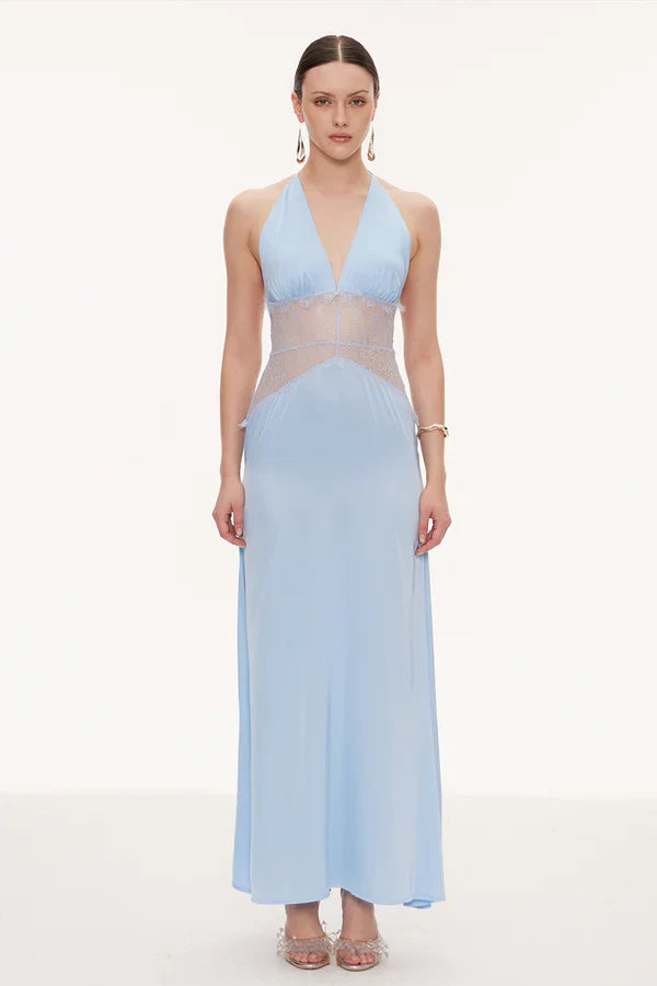 Séléné | Robe longue dos nu en dentelle décolletée pour femme