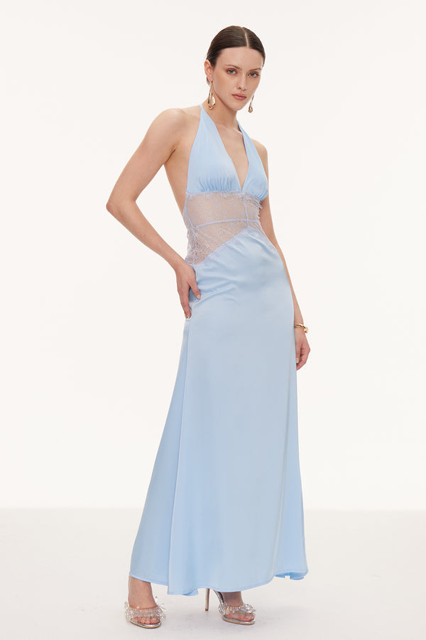 Séléné | Robe longue dos nu en dentelle décolletée pour femme