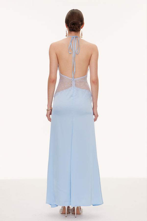 Séléné | Robe longue dos nu en dentelle décolletée pour femme