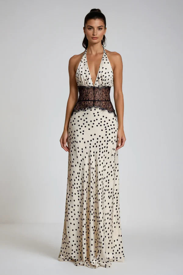 Séléné | Robe longue dos nu en dentelle décolletée pour femme