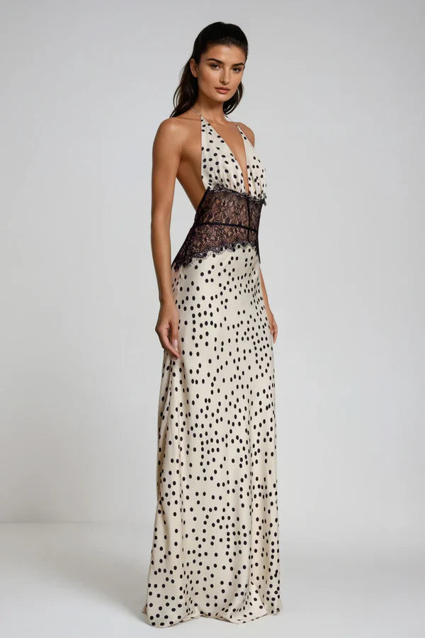 Séléné | Robe longue dos nu en dentelle décolletée pour femme