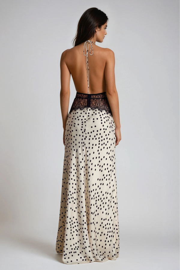 Séléné | Robe longue dos nu en dentelle décolletée pour femme