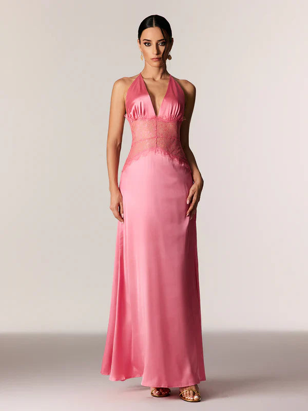 Séléné | Robe longue dos nu en dentelle décolletée pour femme