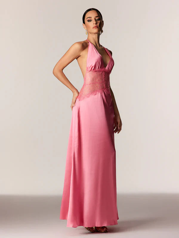 Séléné | Robe longue dos nu en dentelle décolletée pour femme
