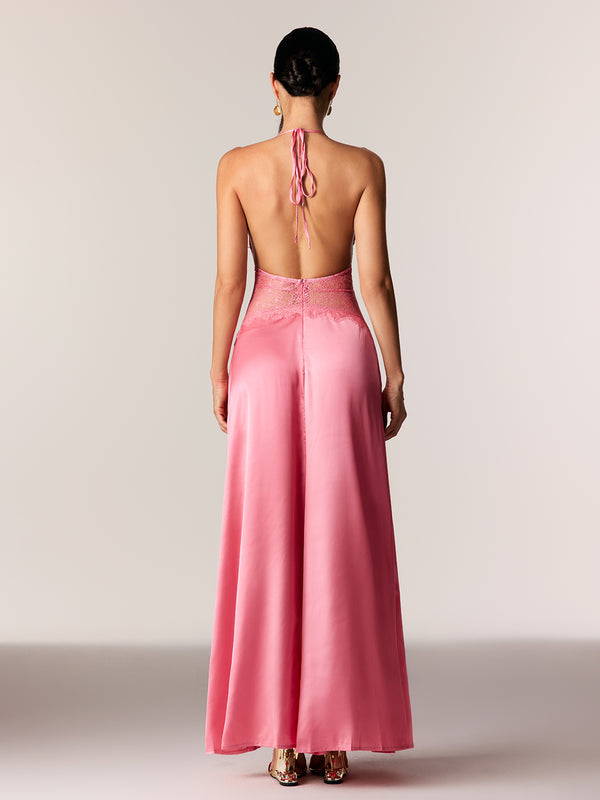 Séléné | Robe longue dos nu en dentelle décolletée pour femme