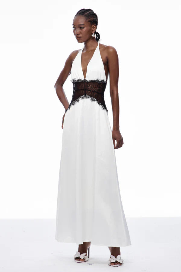 Séléné | Robe longue dos nu en dentelle décolletée pour femme