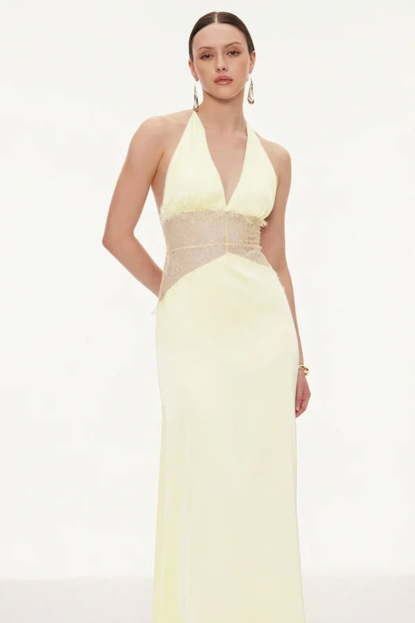 Séléné | Robe longue dos nu en dentelle décolletée pour femme