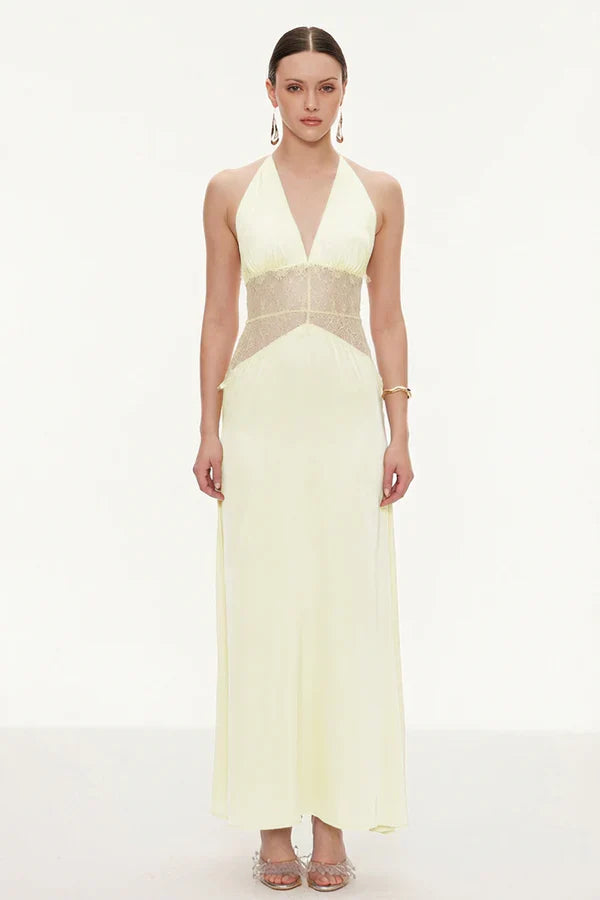 Séléné | Robe longue dos nu en dentelle décolletée pour femme