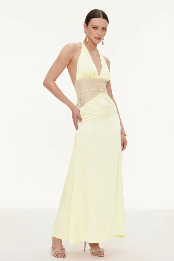 Séléné | Robe longue dos nu en dentelle décolletée pour femme
