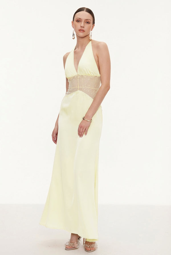 Séléné | Robe longue dos nu en dentelle décolletée pour femme