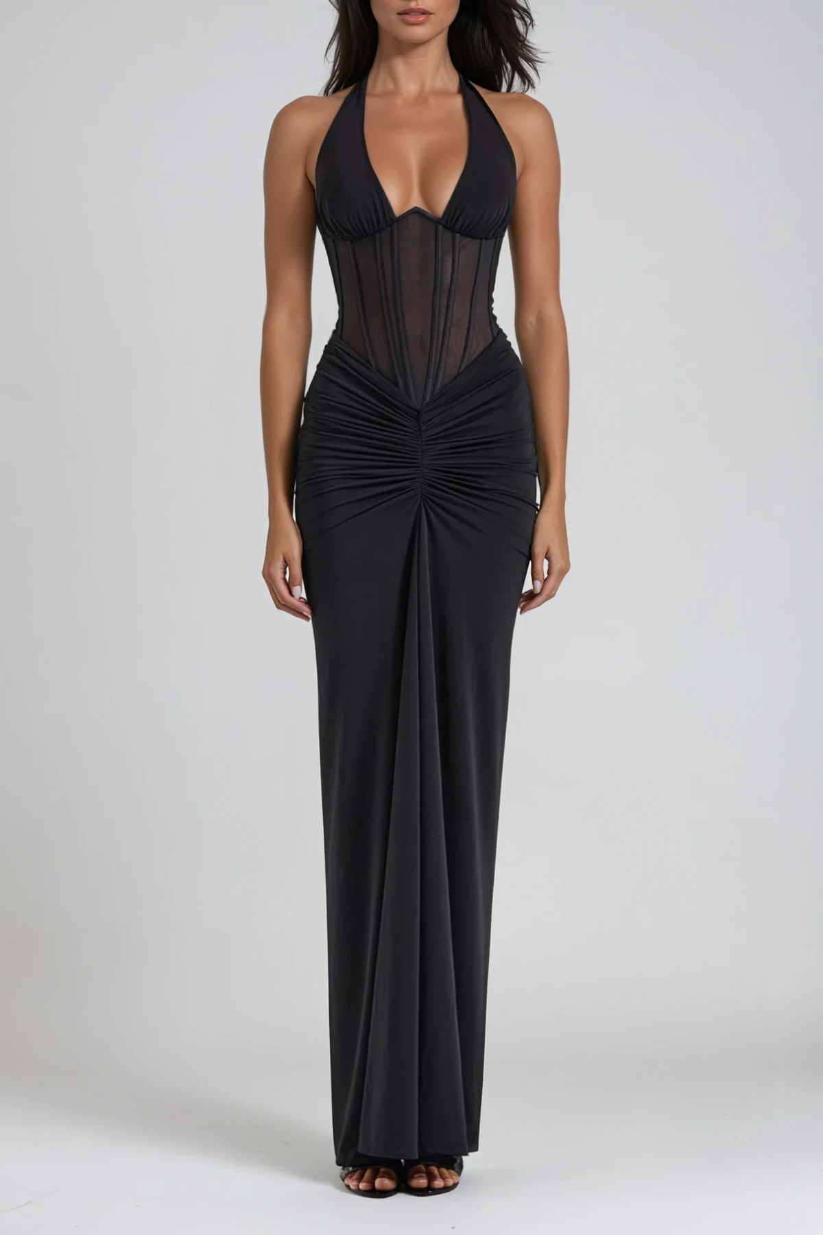 Vérité | Robe longue corset à col licou pour femme