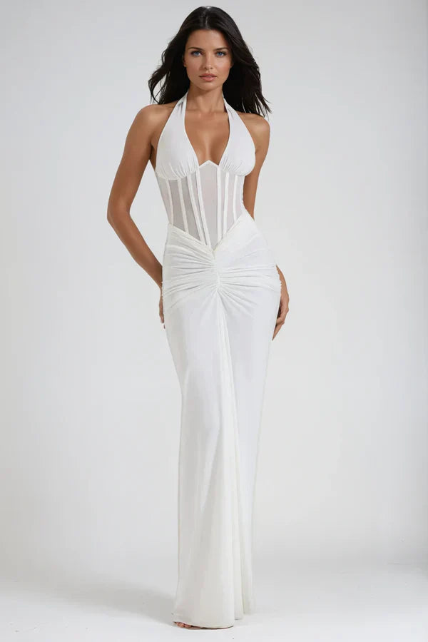 Vérité | Robe longue corset à col licou pour femme