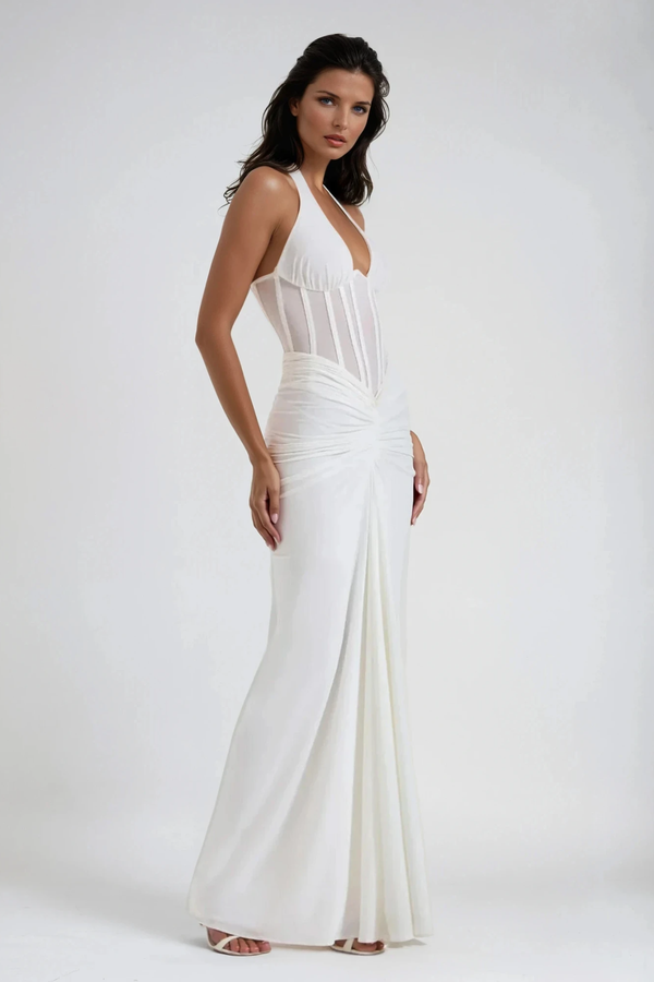 Vérité | Robe longue corset à col licou pour femme