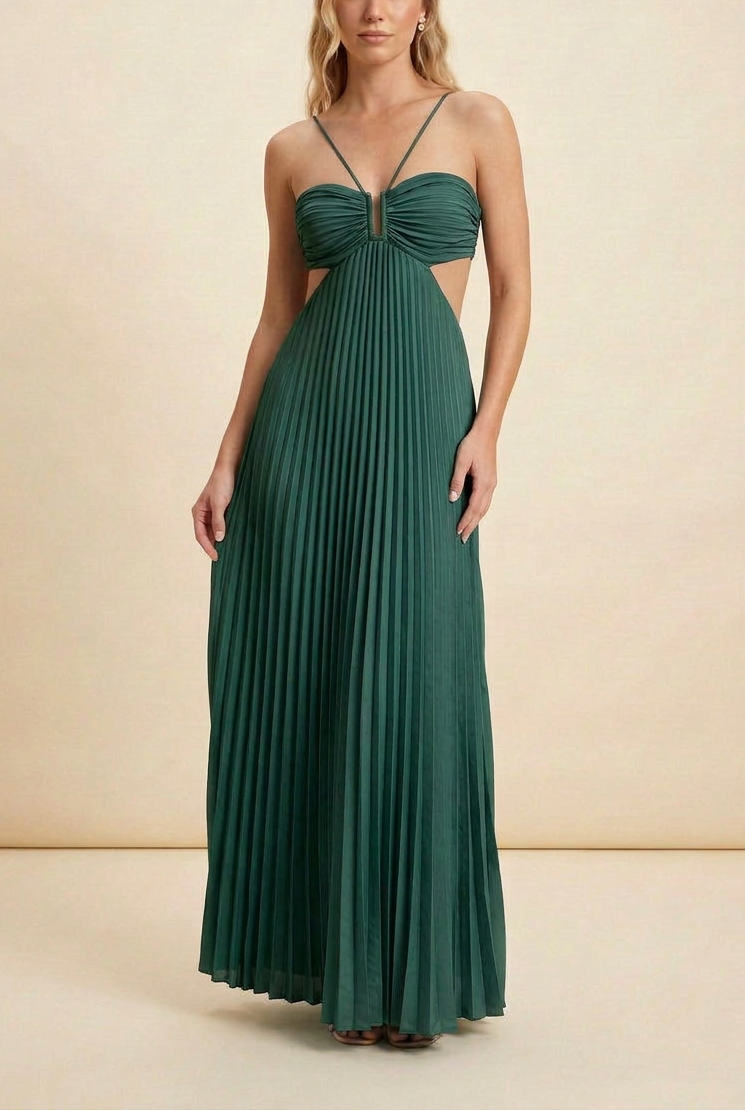 Luella | Robe longue de bal plissée à licou pour femme