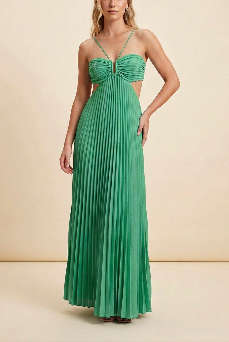 Luella | Robe longue de bal plissée à licou pour femme