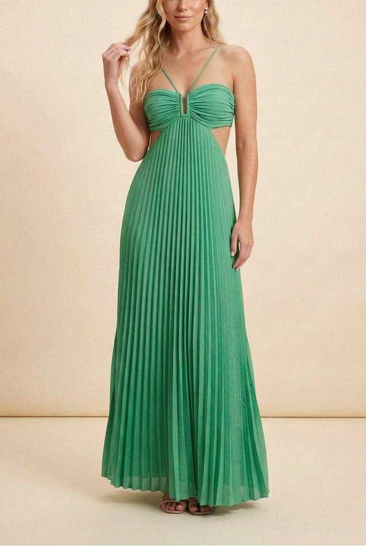 Luella | Robe longue de bal plissée à licou pour femme