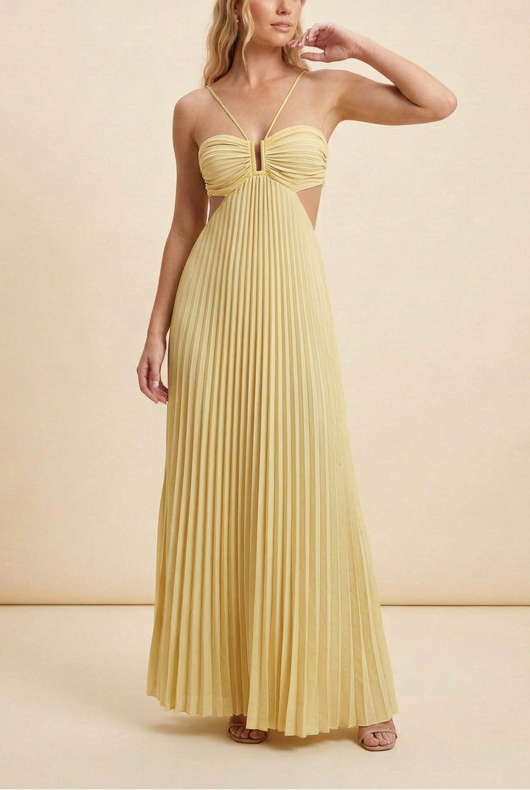 Luella | Robe longue de bal plissée à licou pour femme