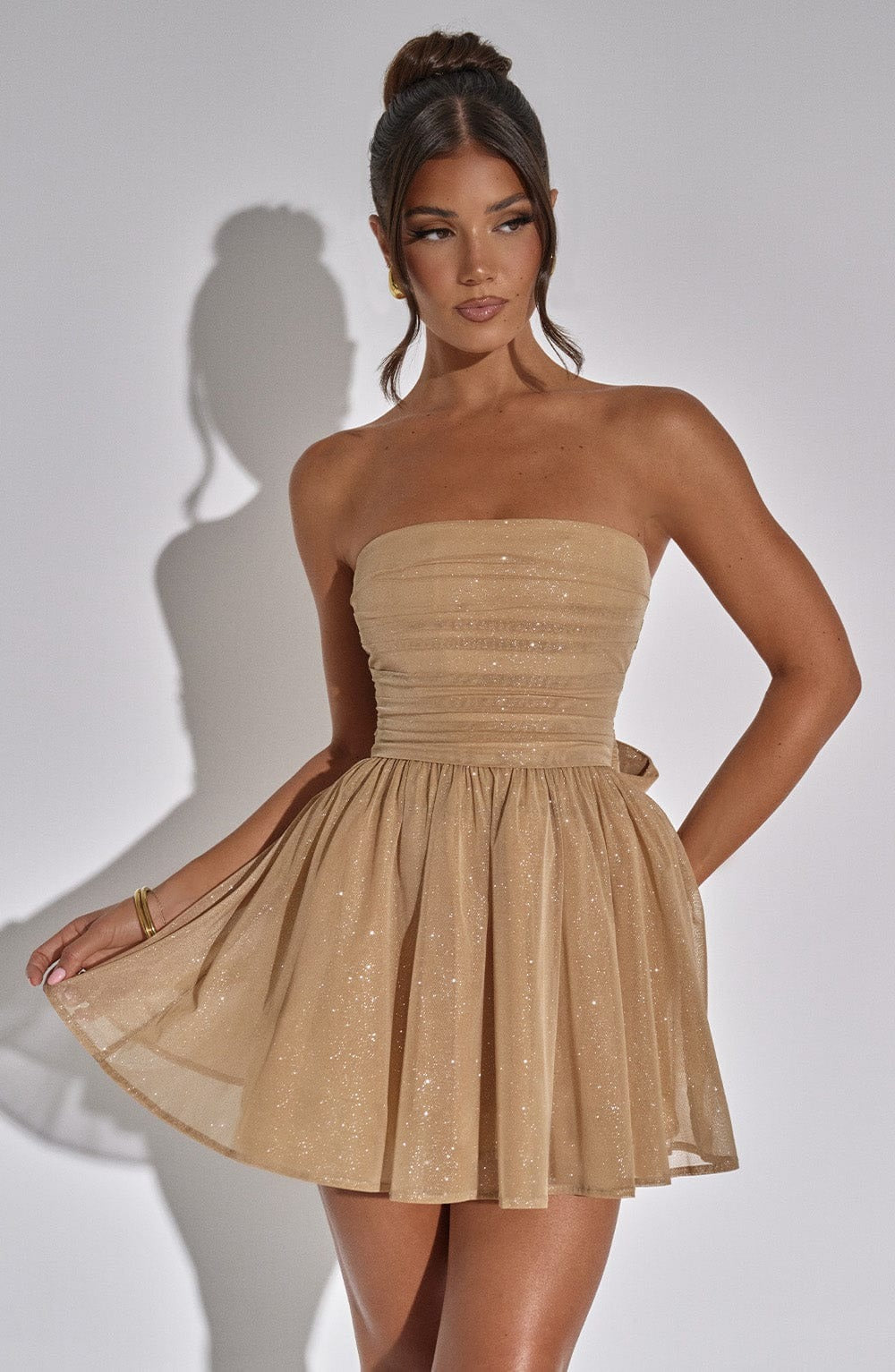 Madeline | Mini-robe de soirée bustier à paillettes pour femme