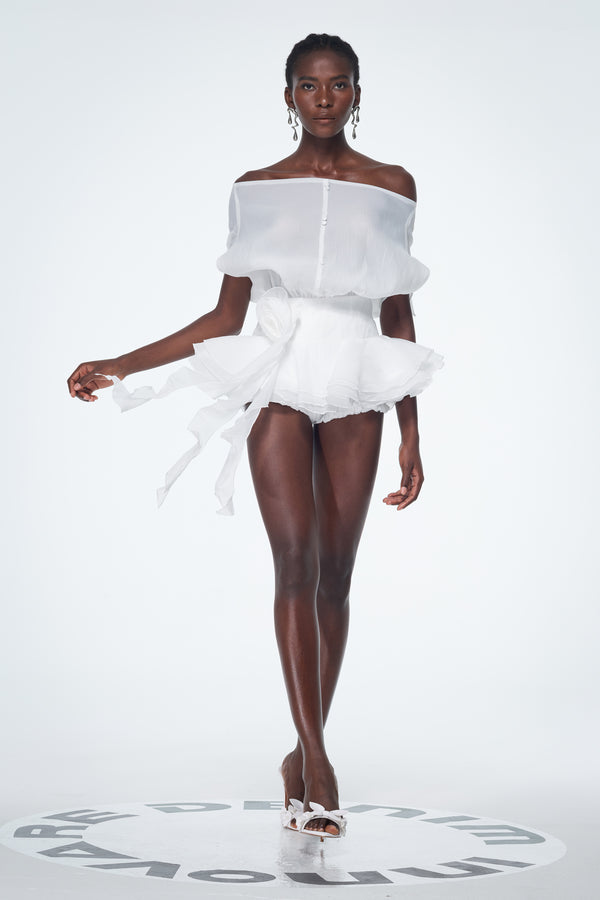 Brixton | Women's Off-Shoulder Ruffle Flower Mini Cocktail Dress