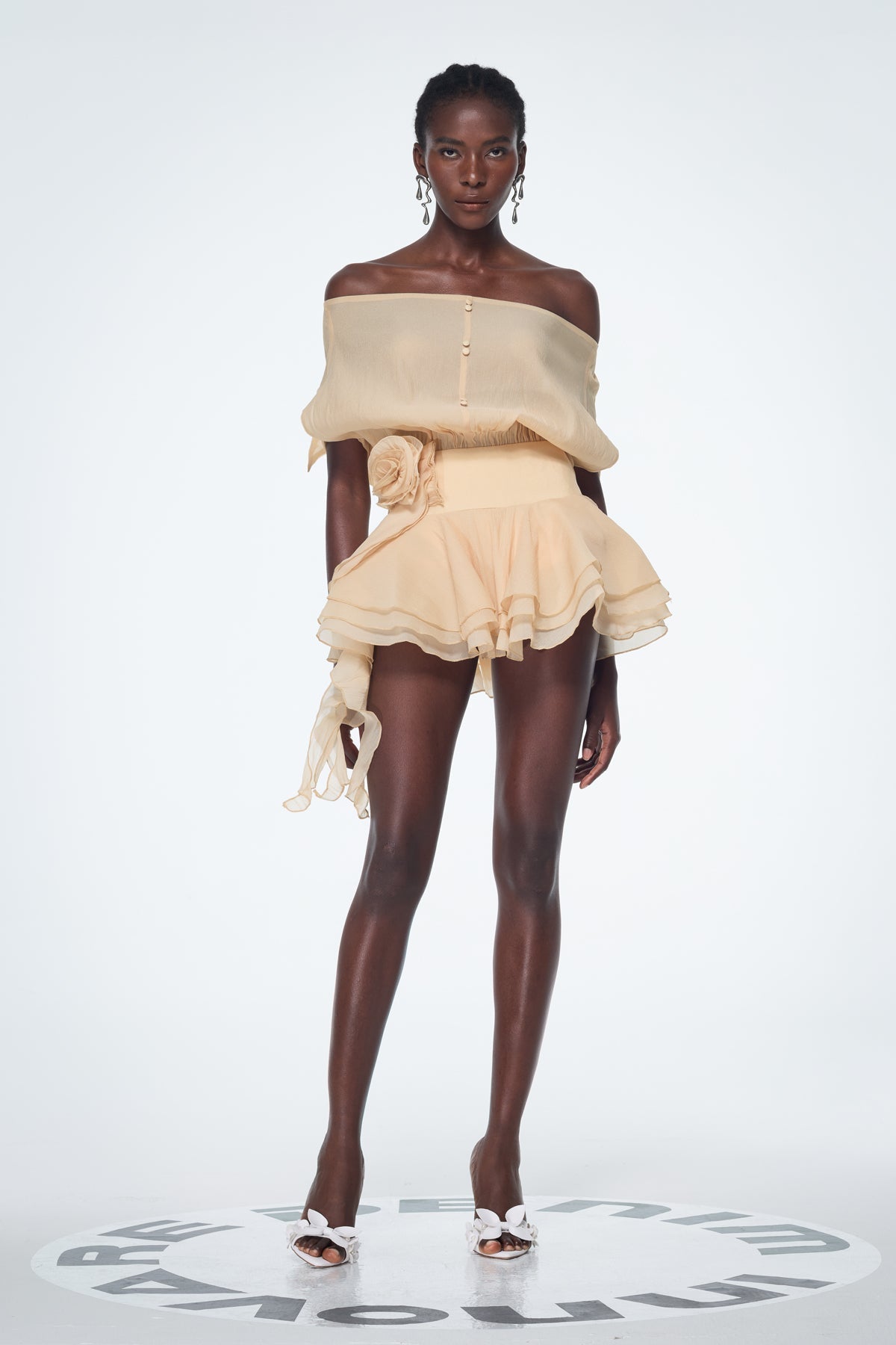Brixton | Women's Off-Shoulder Ruffle Flower Mini Cocktail Dress