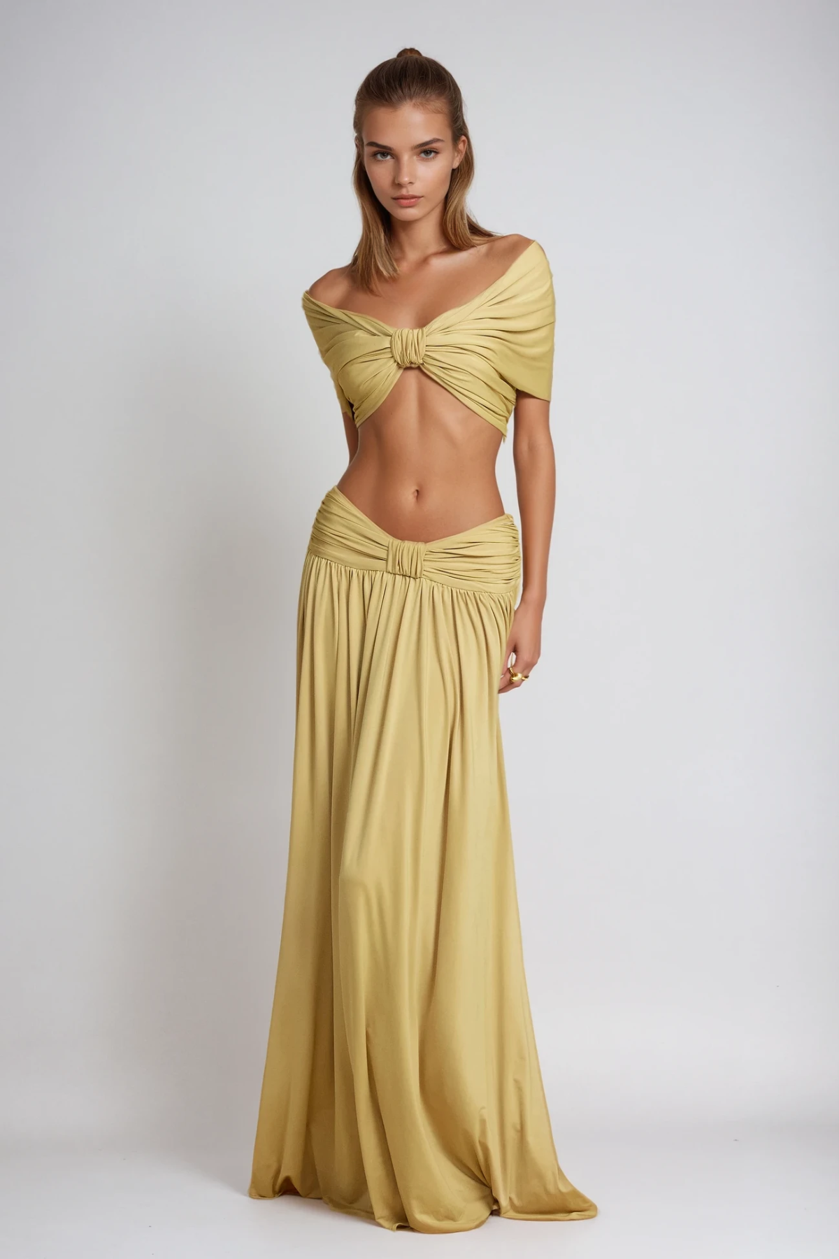 Ramona | Women's Off-Shoulder Ruch Skirt Summer Set