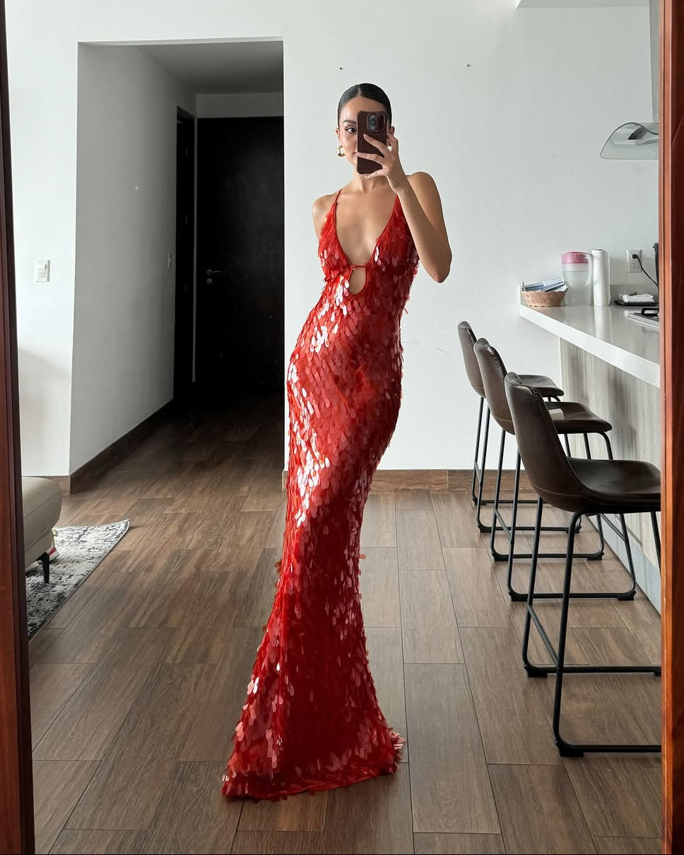 Veronica | Robe longue de bal sans manches à sequins pour femme