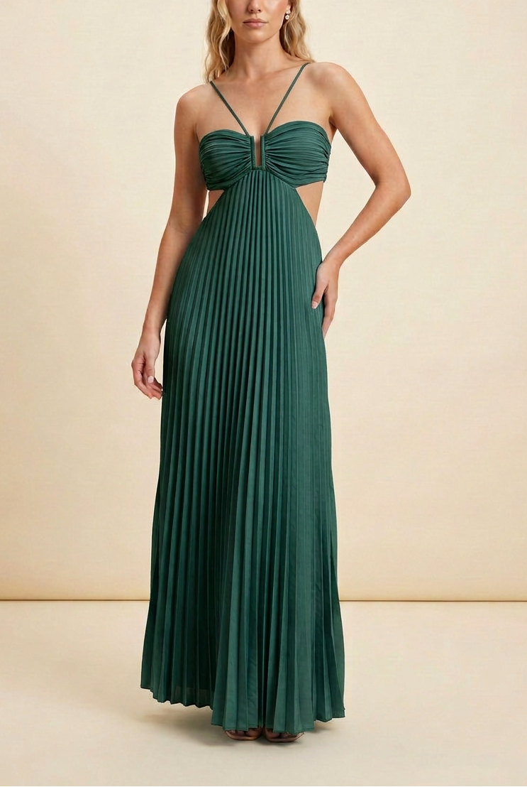 Luella | Robe longue de bal plissée à licou pour femme