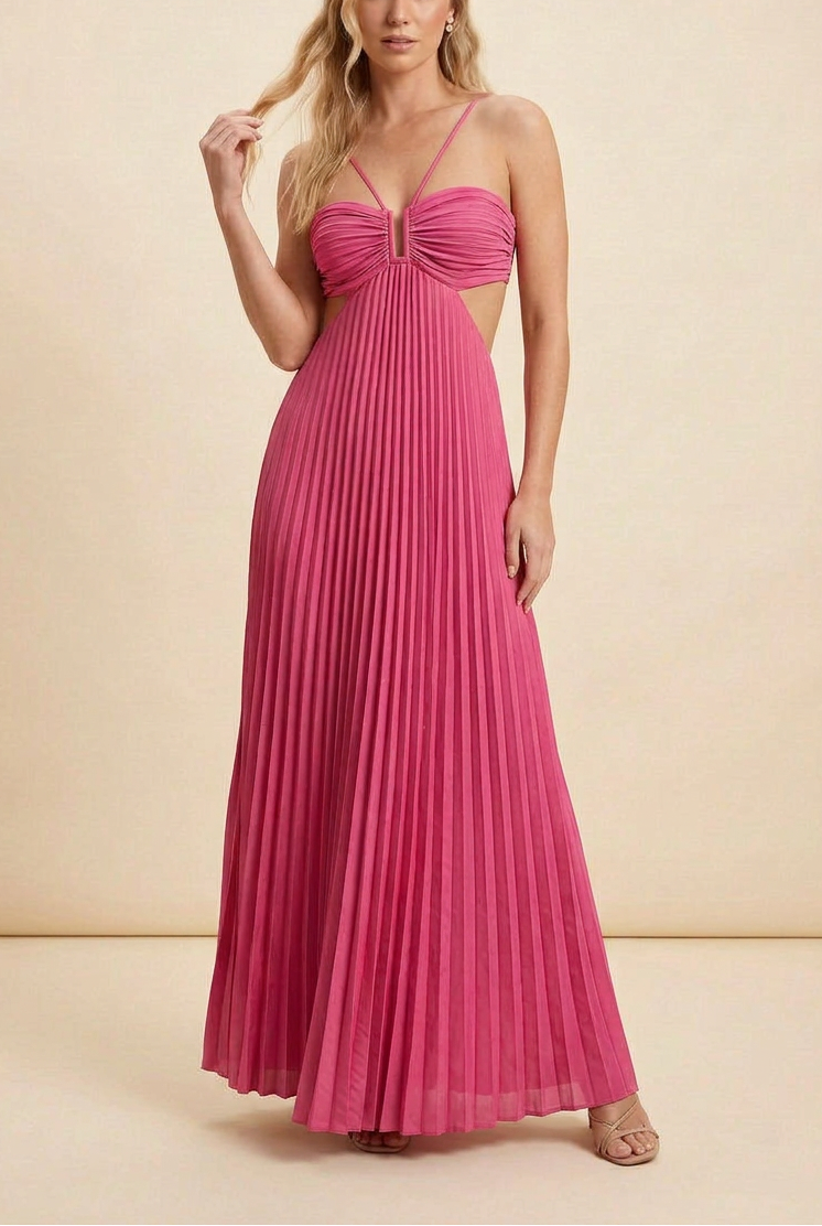 Luella | Robe longue de bal plissée à licou pour femme