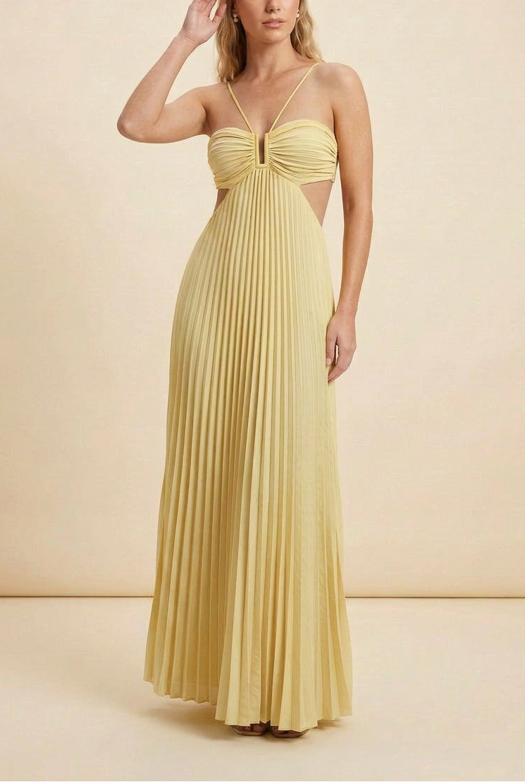 Luella | Robe longue de bal plissée à licou pour femme